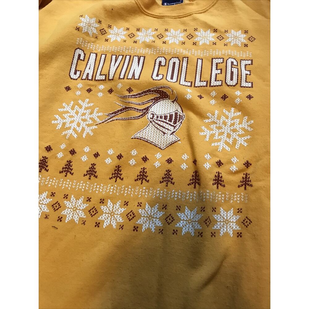 Calvin College‎ Knights Christmas Sweatshirt Champion Size Medium - Picture 2 of 4